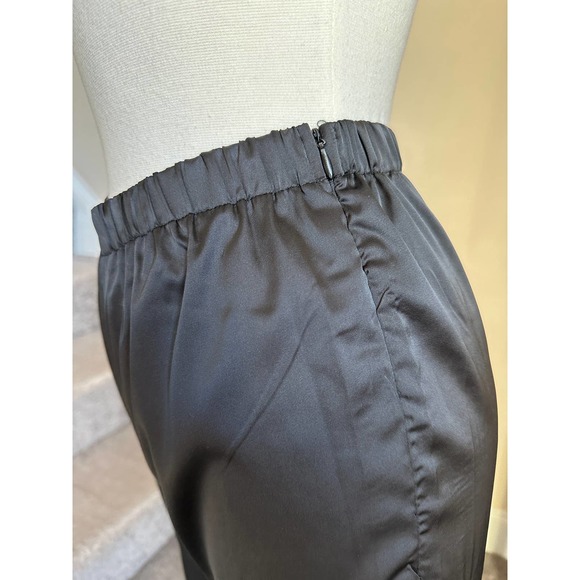 Black satin feather trim top and feather trim pants set (2 pcs) size small NWT - Picture 9 of 15